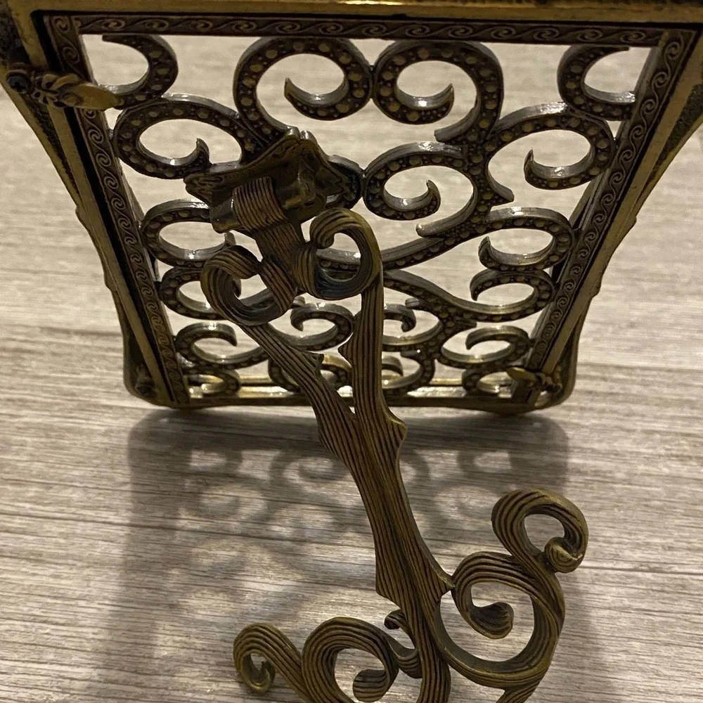Stunning museum gold Frame with green enamel, light rust also has crystals.